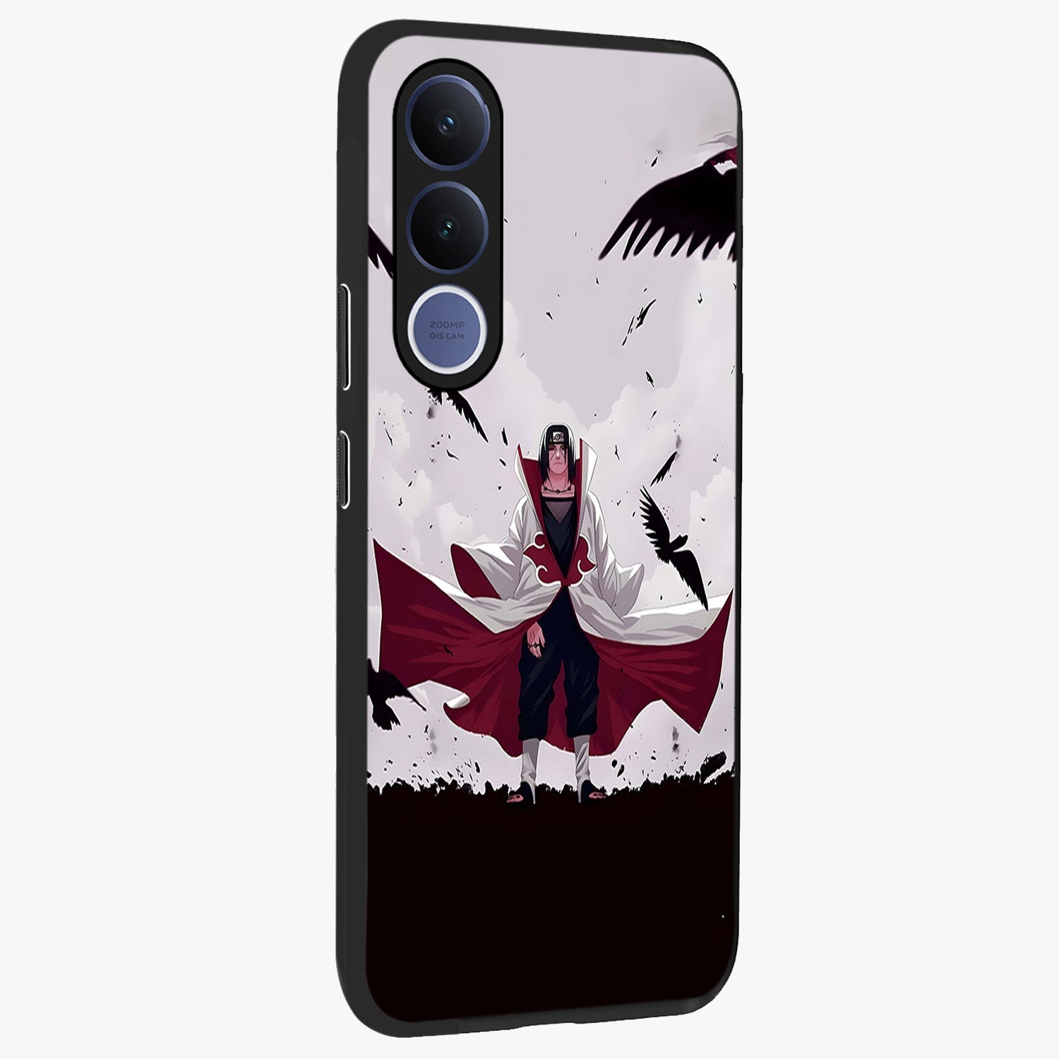 Crimson Crow Ascension Glass Case upright view showcasing dramatic crow artwork with bold gothic theme.