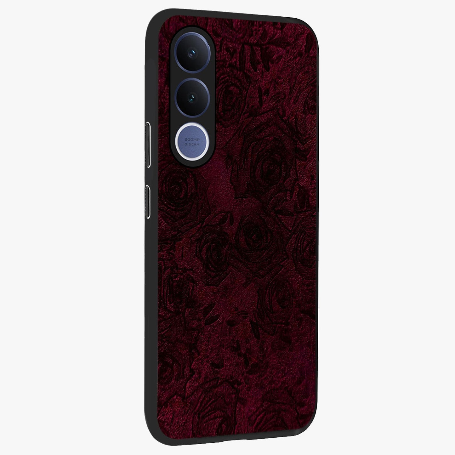 Crimson Fade Flow Glass Case upright view showcasing dynamic crimson flow artwork with stylish abstract theme.