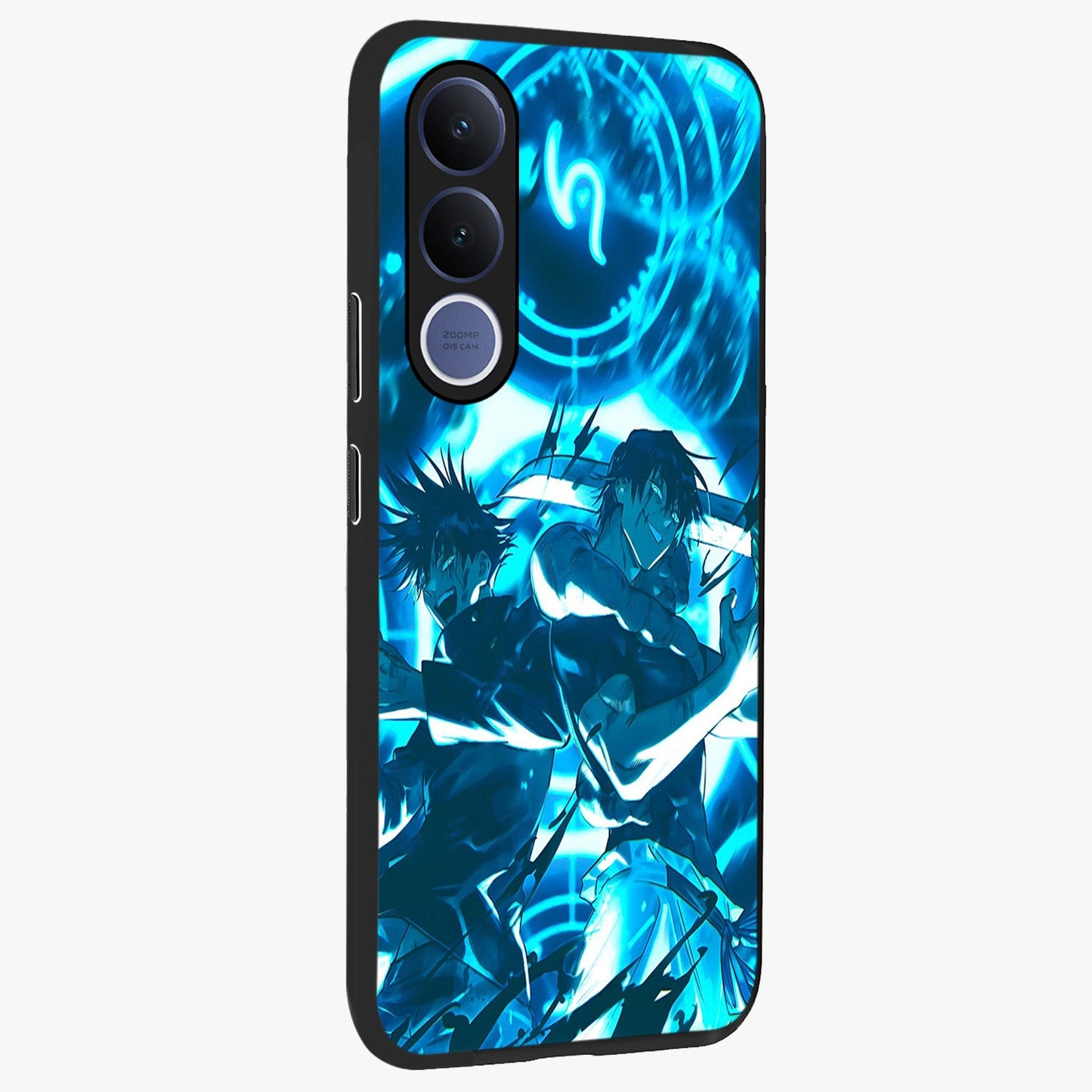 Cursed Energy Clash Glass Case upright view showcasing dramatic clash artwork with bold supernatural theme.