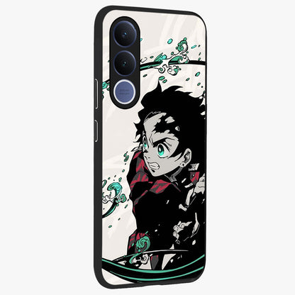 Demon Slayer Glass Case upright view showcasing powerful anime artwork with intense warrior theme.