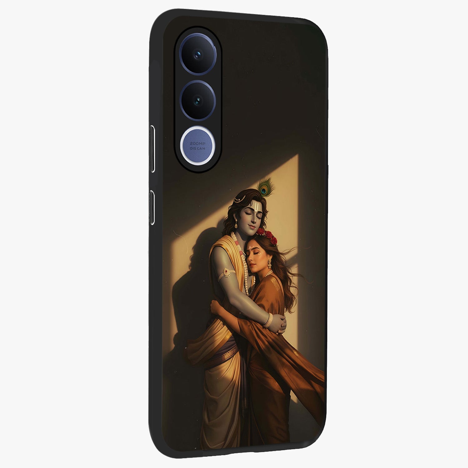 Divine Eternal Love Glass Case upright view showcasing graceful spiritual artwork with eternal love theme.