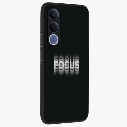 Focus Mode On Glass Case upright view showcasing strong typography statement with sleek motivational theme.