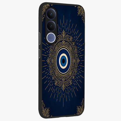 Golden Celestial Charm Glass Case upright view showcasing radiant celestial artwork with elegant golden theme.