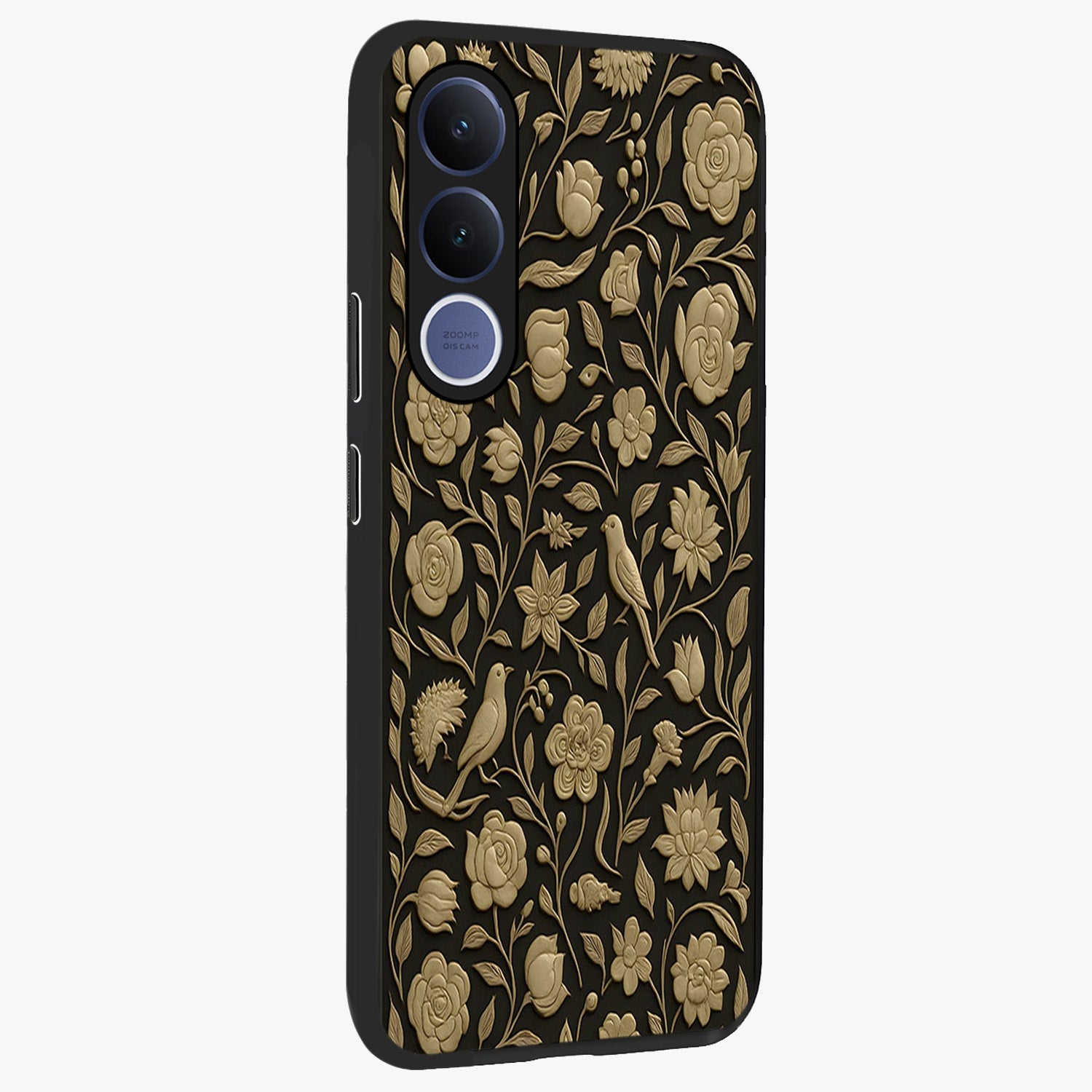Golden Evil Eye Mandala Glass Case upright view showcasing decorative evil eye mandala artwork with spiritual aesthetic style.