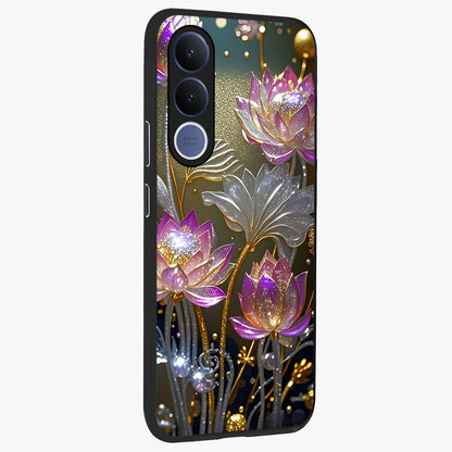 Golden Floral Majesty Glass Case upright view showcasing majestic floral artwork with rich decorative theme.