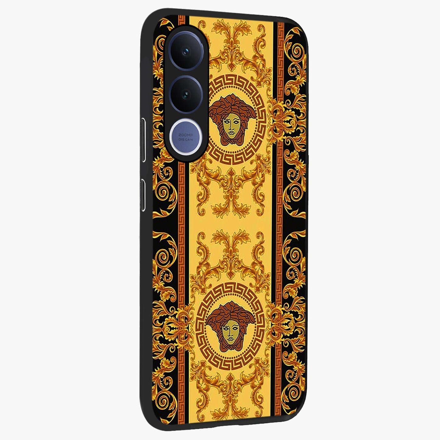 Golden Lotus Glow Glass Case upright view showcasing luminous lotus artwork with peaceful divine theme.