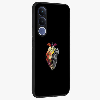 Heart With Flowers Glass Case upright view showcasing decorative heart and floral artwork with sweet romantic theme.
