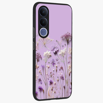 Lavender Blossom Dream Glass Case upright view showcasing delicate lavender blossom artwork with peaceful floral theme.