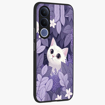 Lilac Hide Peek Cat Glass Case upright view showcasing charming cat artwork with adorable peek theme.