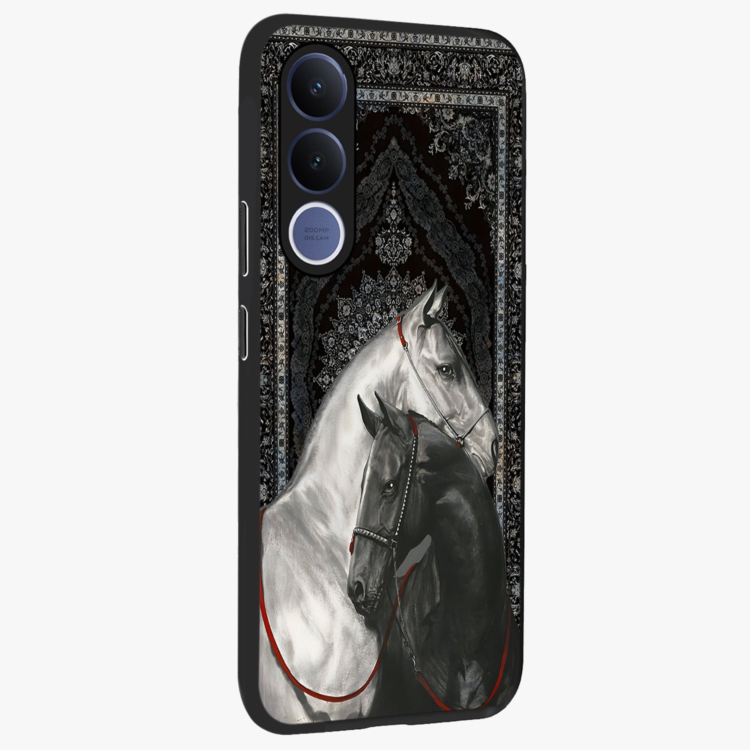 Majestic Ride Legacy Glass Case upright view showcasing dynamic ride inspired artwork with modern automotive theme.