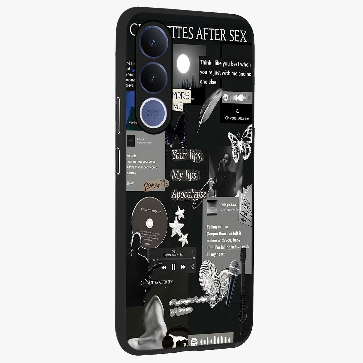 Midnight Love Echo Glass Case upright view showcasing expressive romantic artwork with dreamy midnight theme.