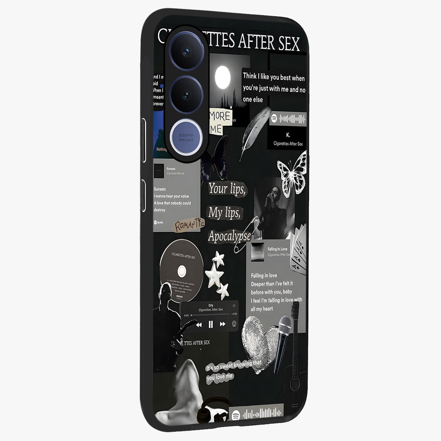 Midnight Love Echo Glass Case upright view showcasing expressive romantic artwork with dreamy midnight theme.