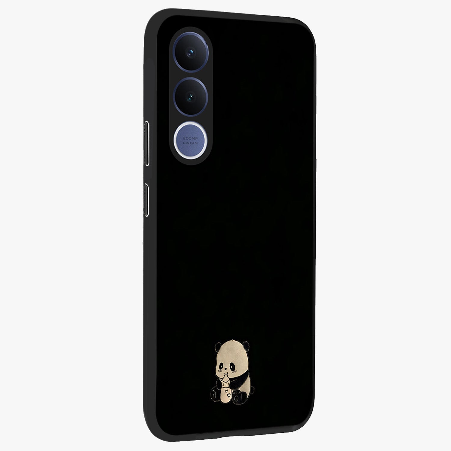 Midnight Panda Love Glass Case upright view showcasing charming panda artwork with playful romantic theme.