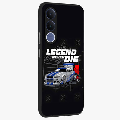 Midnight Racing Legacy Glass Case upright view showcasing powerful racing artwork with modern sports theme.