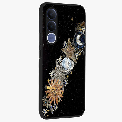 Pearls Universe Object Glass Case upright view showcasing decorative pearl themed artwork with cosmic elegance.