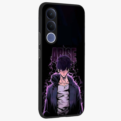 Shadow Monarch Awakening Glass Case upright view showcasing bold monarch artwork with mystical awakening theme.