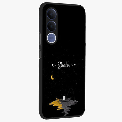 Silent Night Row Glass Case upright view showcasing tranquil night artwork with serene landscape theme.