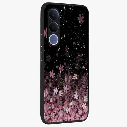 Small Starry Flowers Glass Case upright view showcasing charming floral artwork with dreamy starry theme.