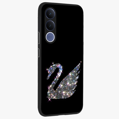 Starlit Swan Grace Glass Case upright view showcasing beautiful swan artwork with peaceful night themed design.