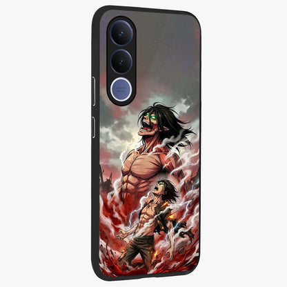 Titan Awakening Fury Glass Case upright view showcasing intense titan artwork with epic fantasy theme.