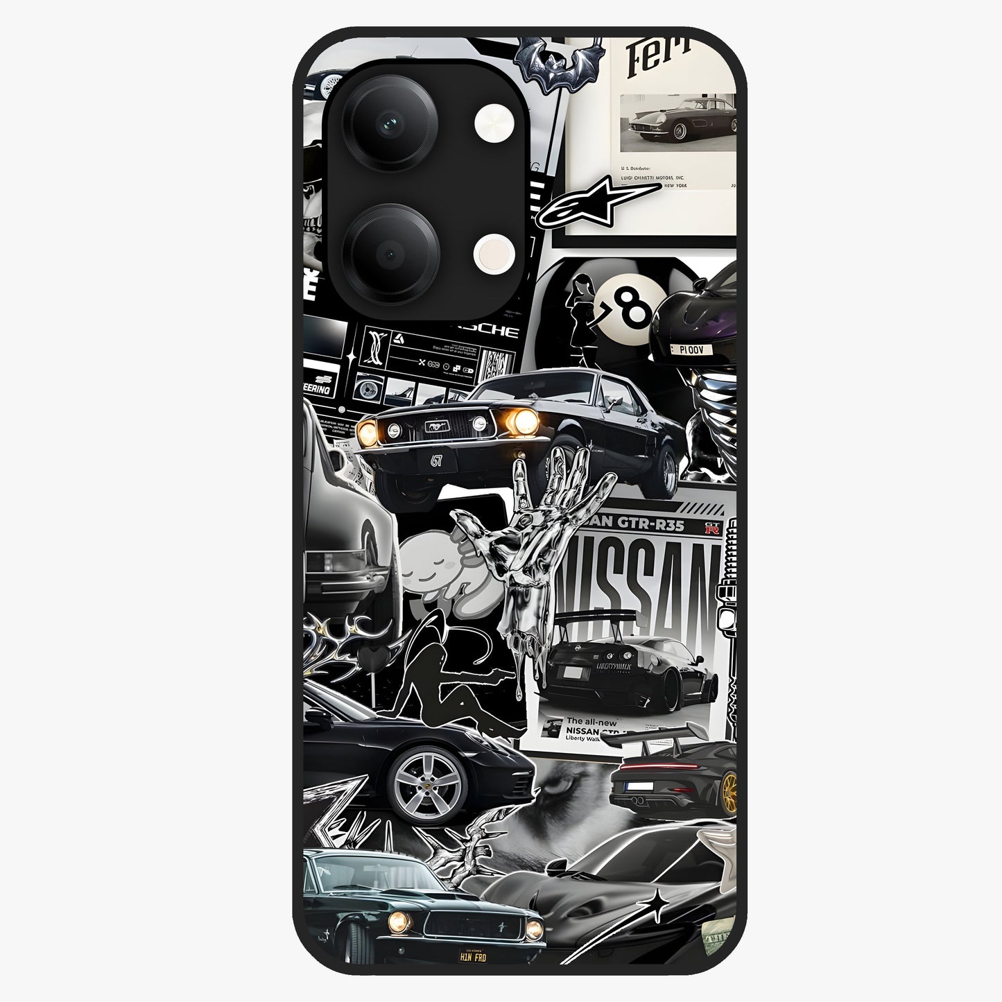 Aesthetic Dark Love Glass Case showing flat back view with dark romantic artwork and glossy glass finish.