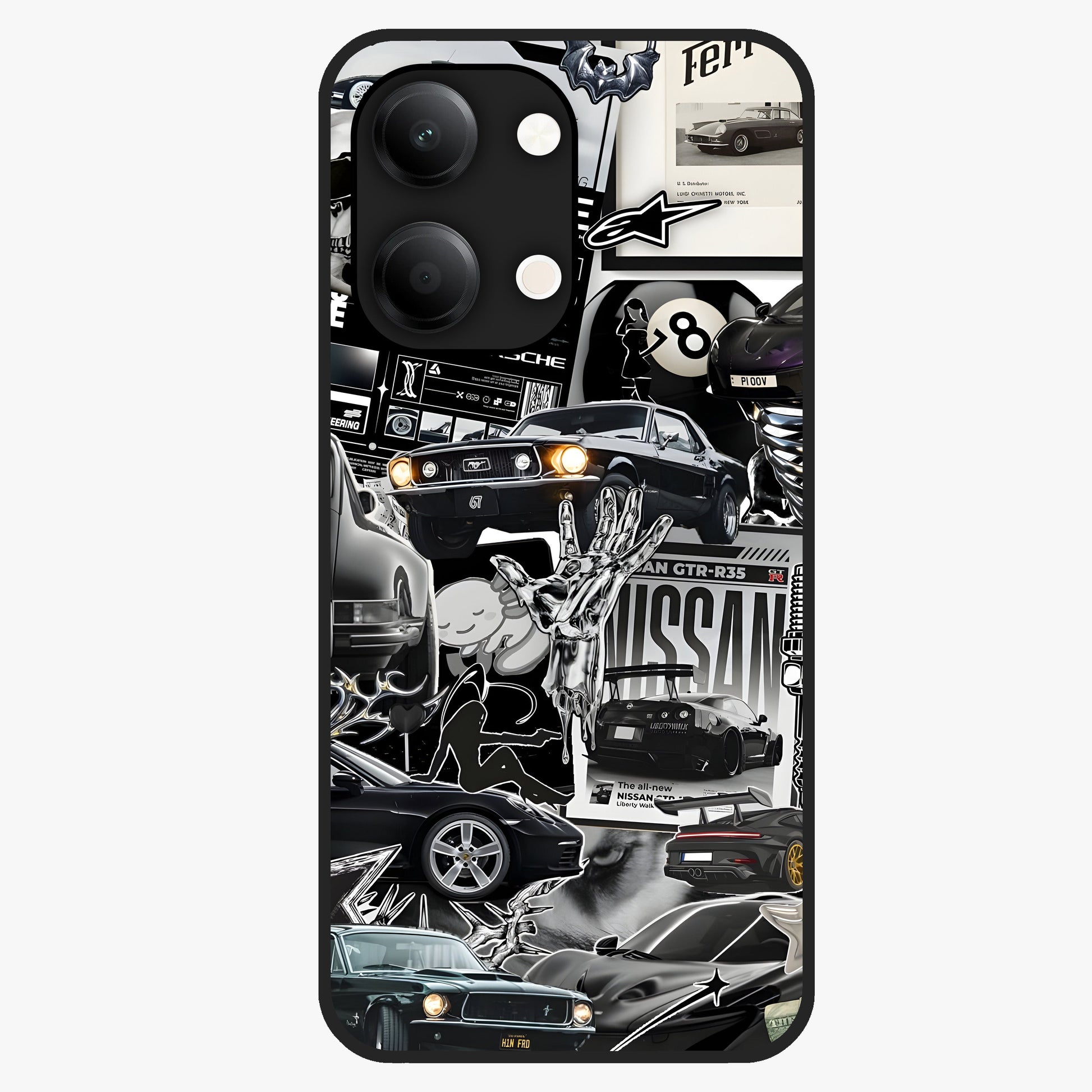 Aesthetic Dark Love Glass Case showing flat back view with dark romantic artwork and glossy glass finish.