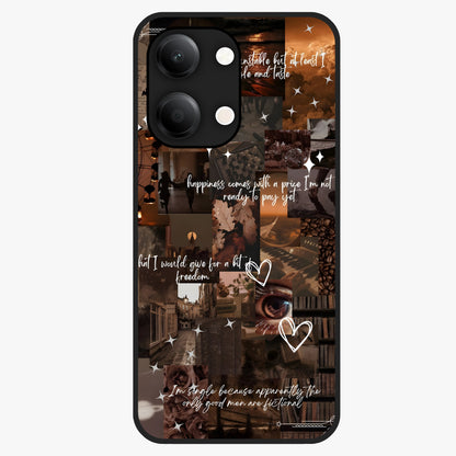 Bittersweet Aesthetic Chaos Glass Case showing flat back view with artistic chaotic aesthetic design and glossy glass finish.