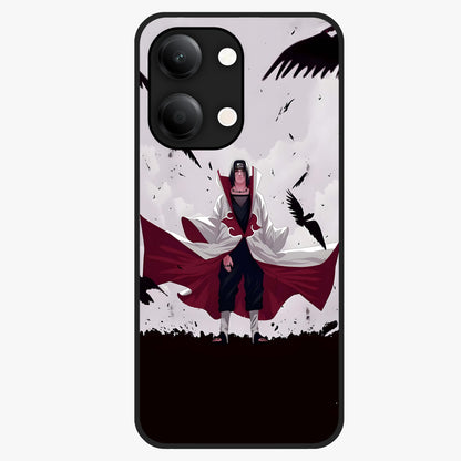 Crimson Crow Ascension Glass Case showing flat back view with mystical crow artwork and glossy glass finish.
