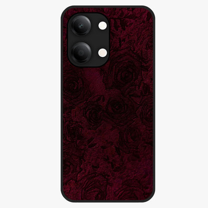Crimson Fade Flow Glass Case showing flat back view with flowing crimson gradient artwork and glossy glass finish.