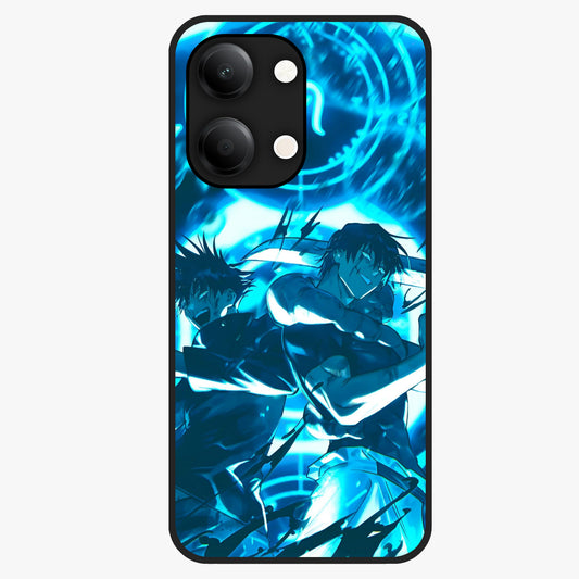 Cursed Energy Clash Glass Case showing flat back view with intense cursed energy artwork and glossy glass finish.