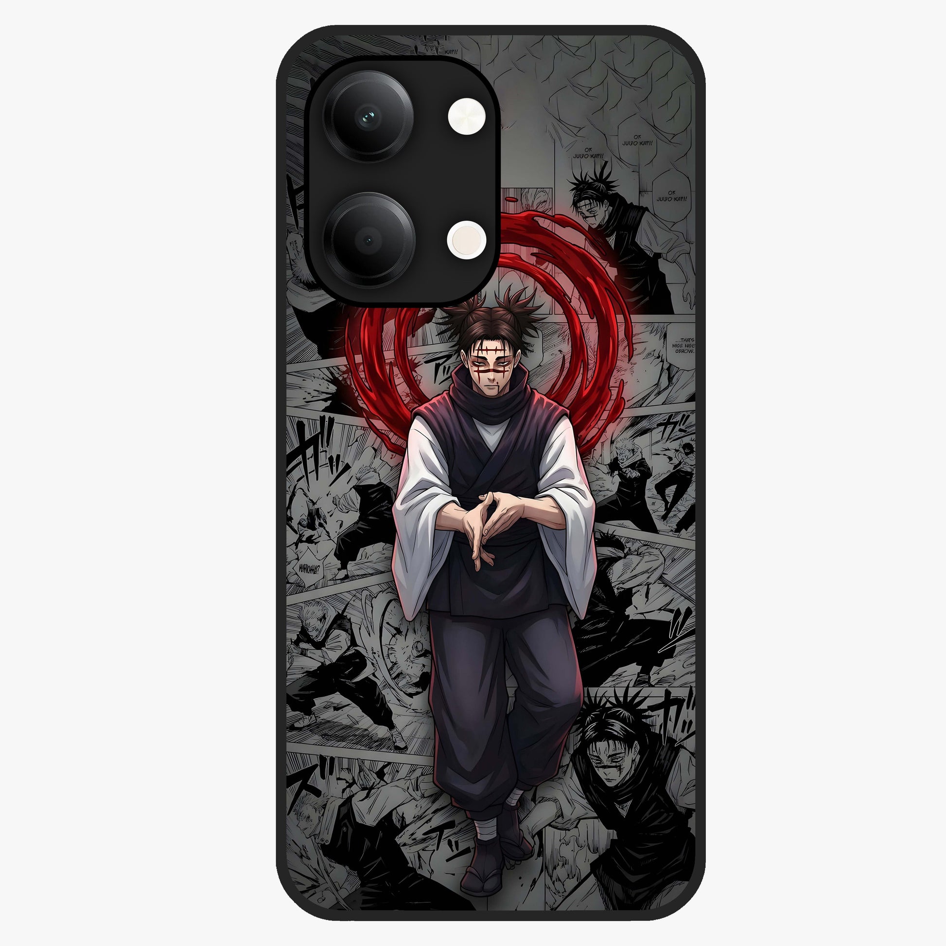 Cursed Ritual Ascension Glass Case showing flat back view with dark ritual themed artwork and glossy glass finish.