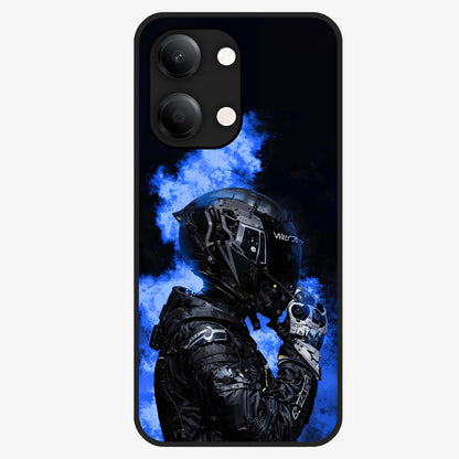 Cyber Sentinel Protocol Glass Case showing flat back view with futuristic cyber themed artwork and glossy glass finish.
