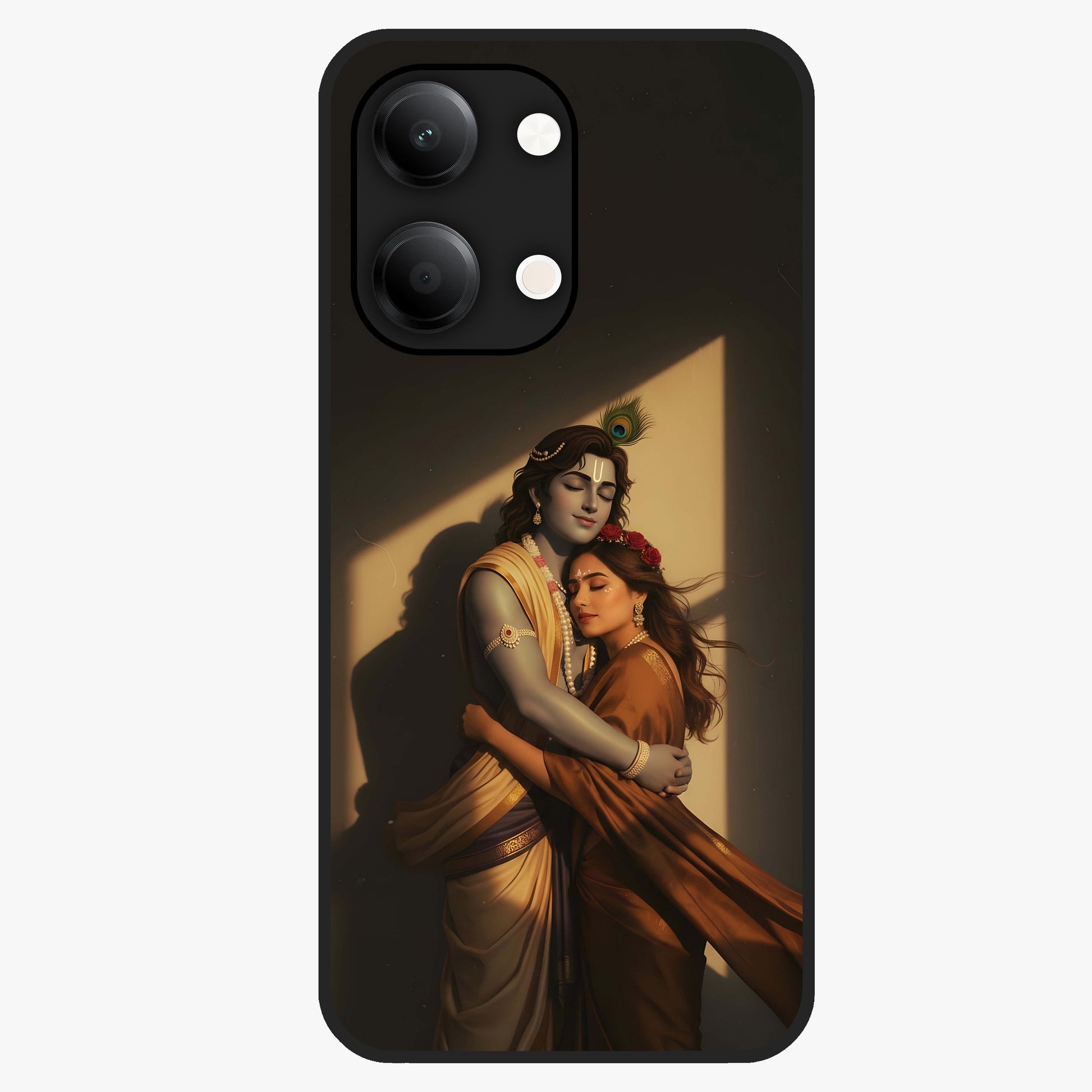 Divine Eternal Love Glass Case showing flat back view with spiritual love themed artwork and glossy glass finish.