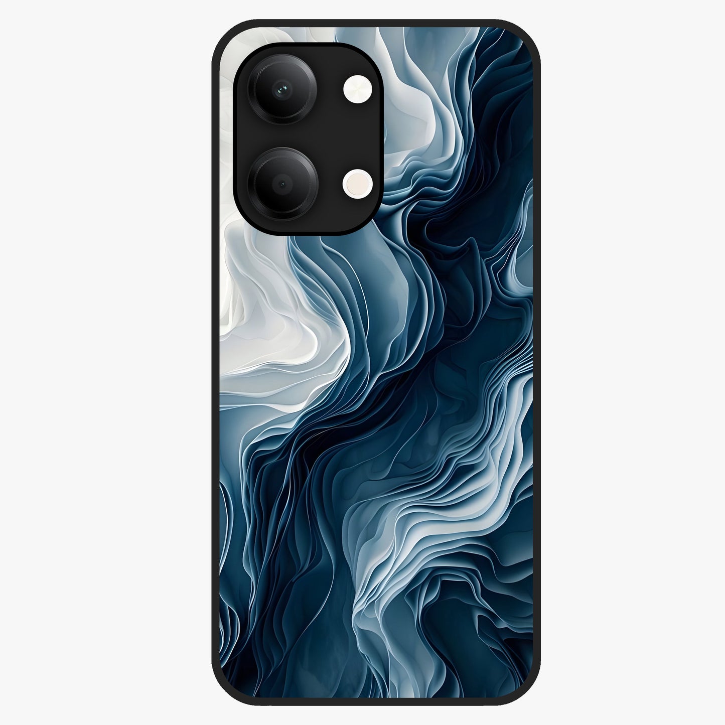 Ethereal Paper Marble Glass Case showing flat back view with soft marble paper texture artwork and glossy glass finish.
