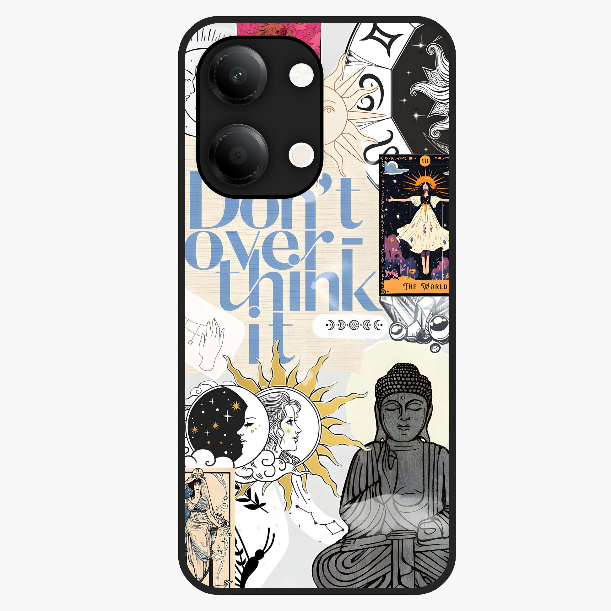 Ethereal Thoughts Glass Case showing flat back view with dreamy artistic artwork and glossy glass finish.