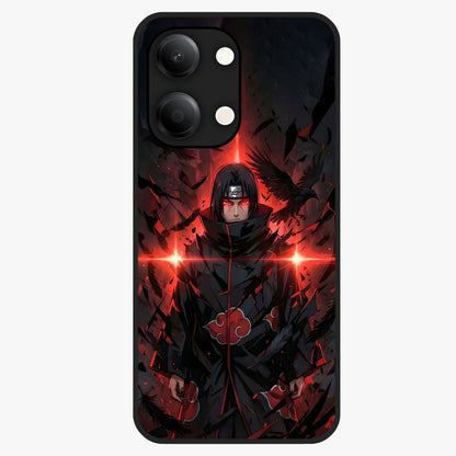 Focused Blade Discipline Glass Case showing flat back view with warrior sword themed artwork and glossy glass finish.