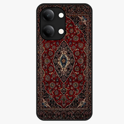 Heritage Carpet Royale Glass Case showing flat back view with ornate Persian carpet inspired pattern and glossy glass finish.