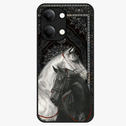 Majestic Ride Legacy Glass Case showing flat back view with powerful automotive inspired artwork and glossy glass finish.