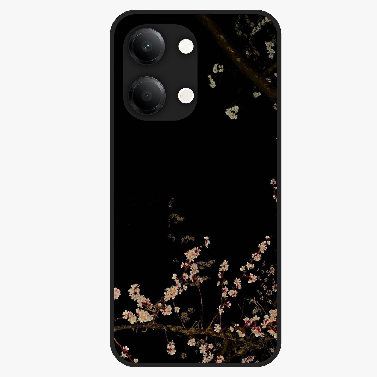 Petal Moon Light With Custom Name Glass Case showing flat back view with floral moonlight artwork and personalized name design.