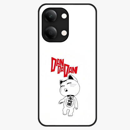 Playful Spirit Charm Glass Case showing flat back view with cheerful charm themed artwork and glossy glass finish.