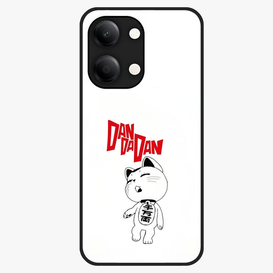 Playful Spirit Charm Glass Case showing flat back view with cheerful charm themed artwork and glossy glass finish.