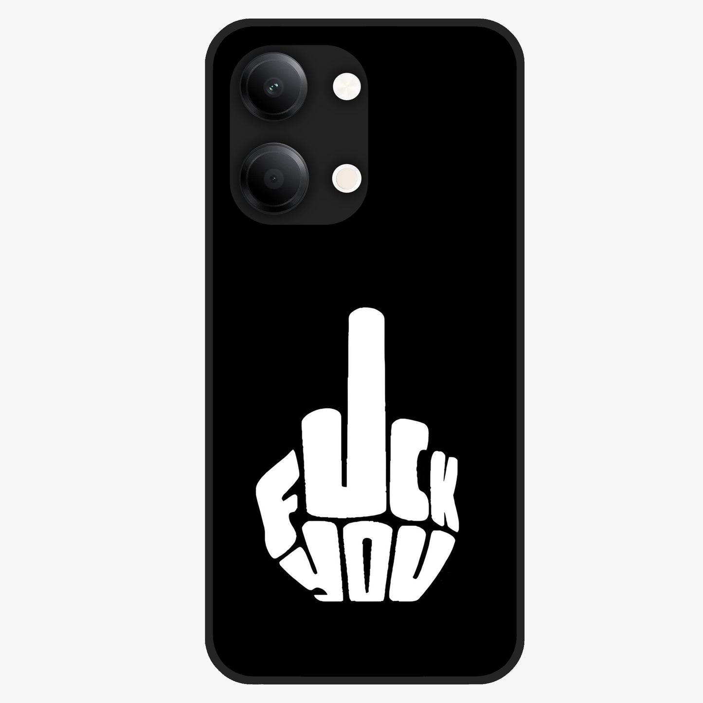 Rebel Mode On Glass Case showing flat back view with bold rebellious typography artwork and glossy glass finish.