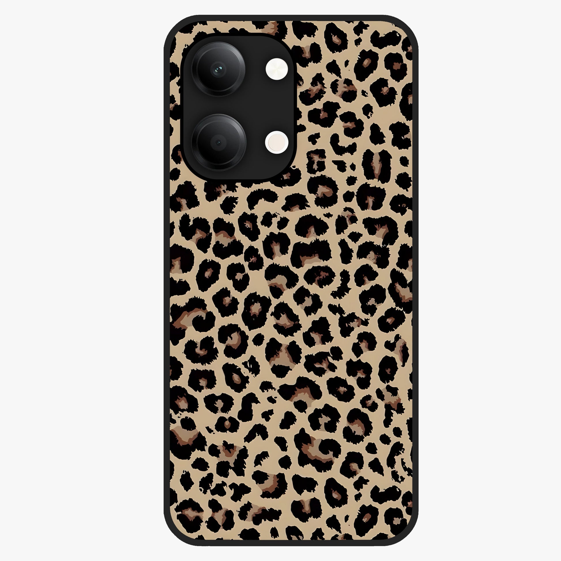 Savage Chic Pattern Glass Case showing flat back view with stylish patterned artwork and glossy glass finish.