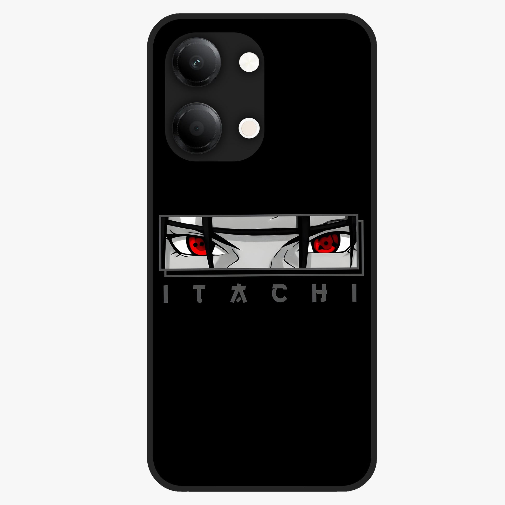 Scarlet Gaze Dominance Glass Case showing flat back view with striking red themed artwork and glossy glass finish.