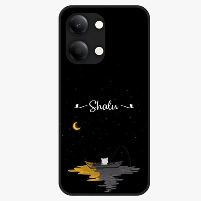 Silent Night Row Glass Case showing flat back view with calm night themed artwork and glossy glass finish.