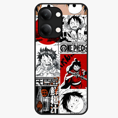 Strawhat Chaos Panels Glass Case showing flat back view with anime inspired chaos panel artwork and glossy glass finish.