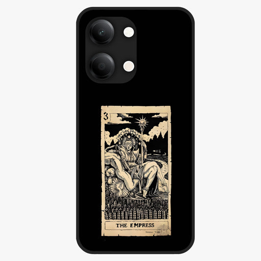 The Empress Glass Case showing flat back view with regal feminine artwork and glossy glass finish.