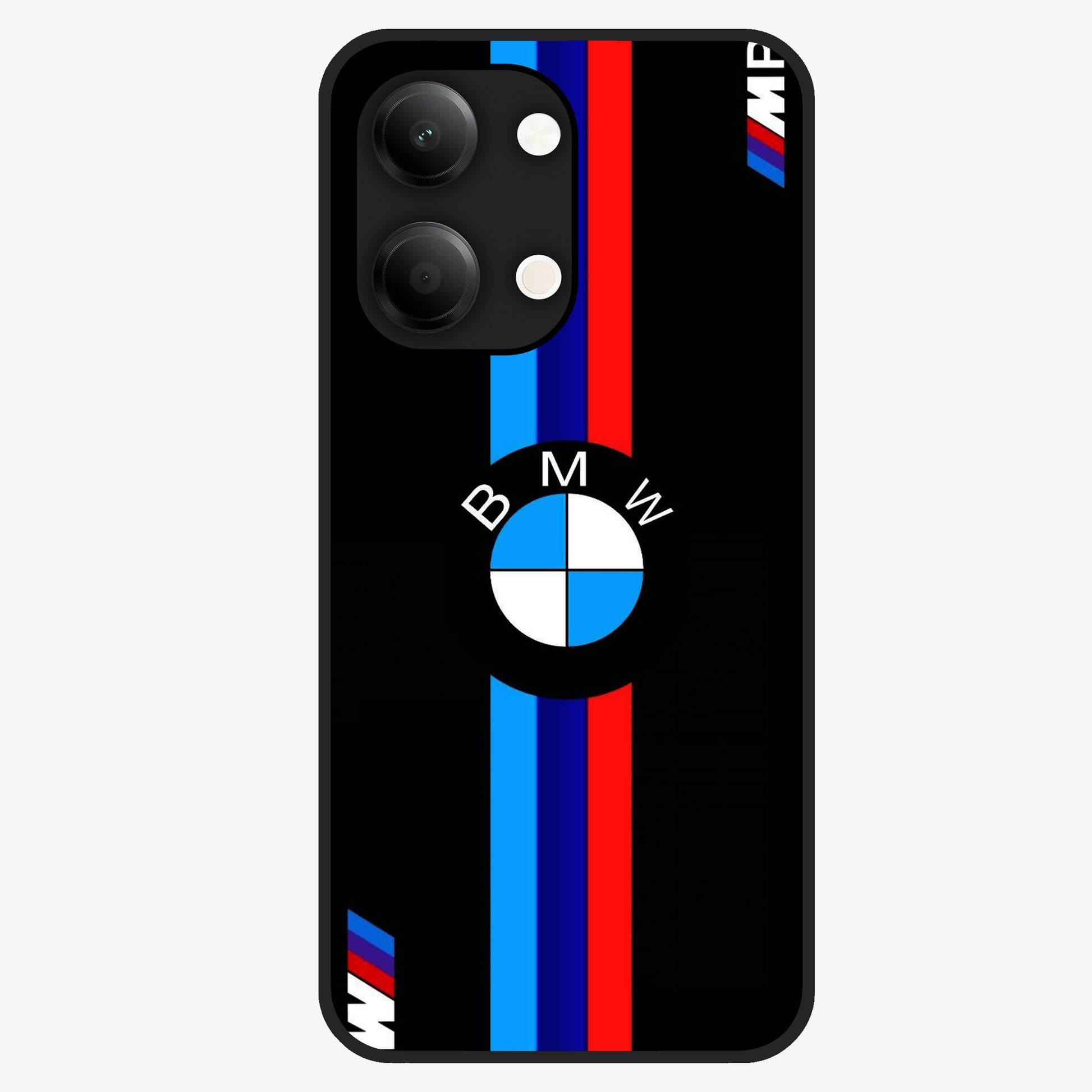 Turbo BMW Beast Glass Case showing flat back view with high performance sports car artwork and glossy glass finish.