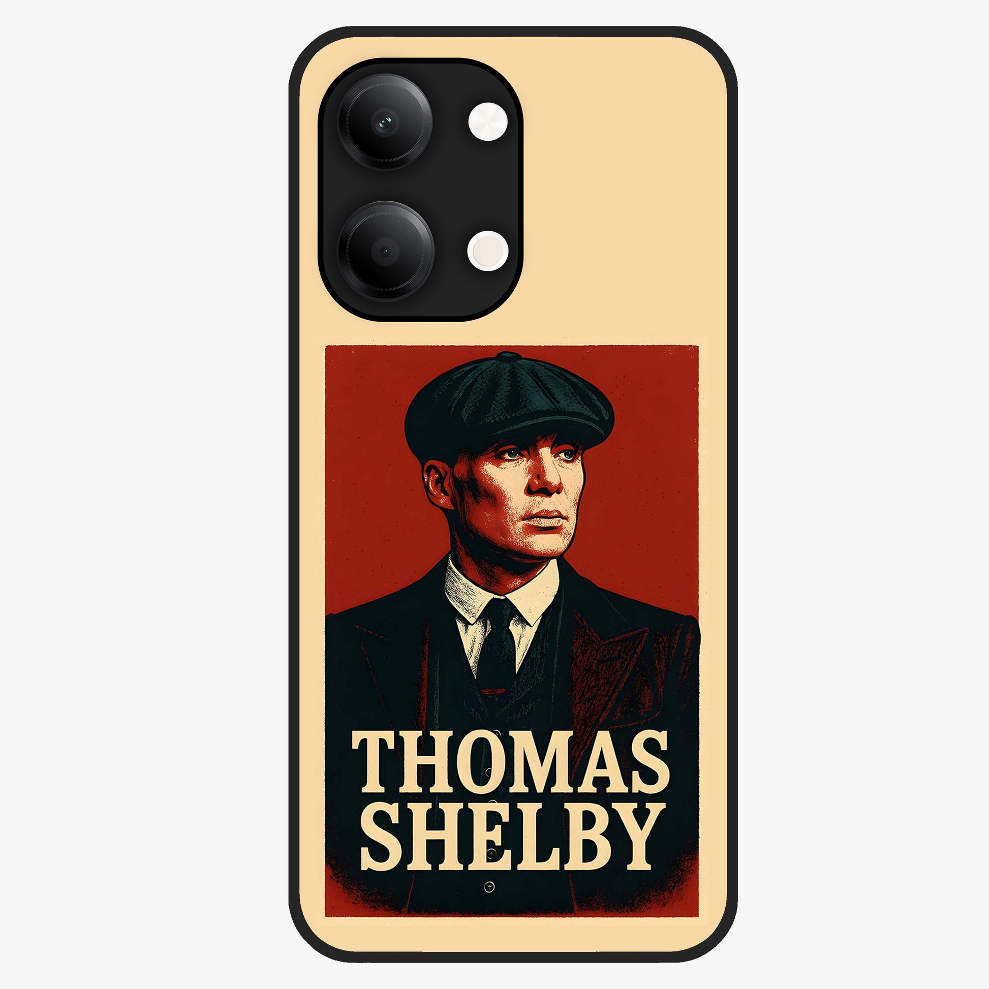 Vintage Mafia Authority Glass Case showing flat back view with bold vintage mafia inspired artwork and glossy glass finish.
