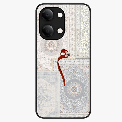 White Aesthetic Bow Glass Case showing flat back view with minimal bow artwork and glossy glass finish.